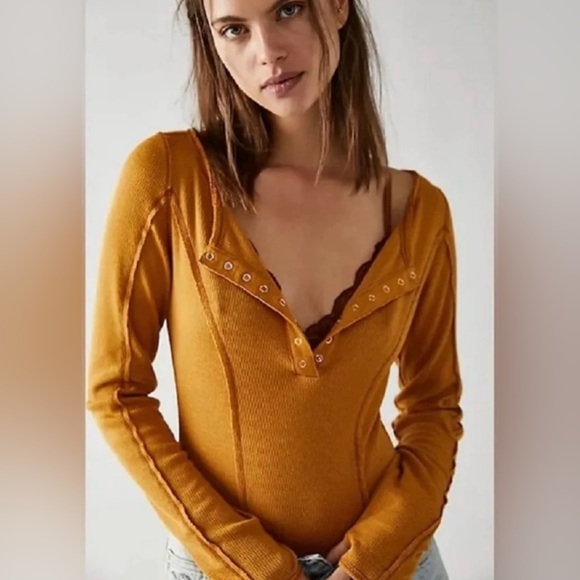 NWT Free People Sloane Bodysuit in Amber, Various Sizes - Picture 2 of 14